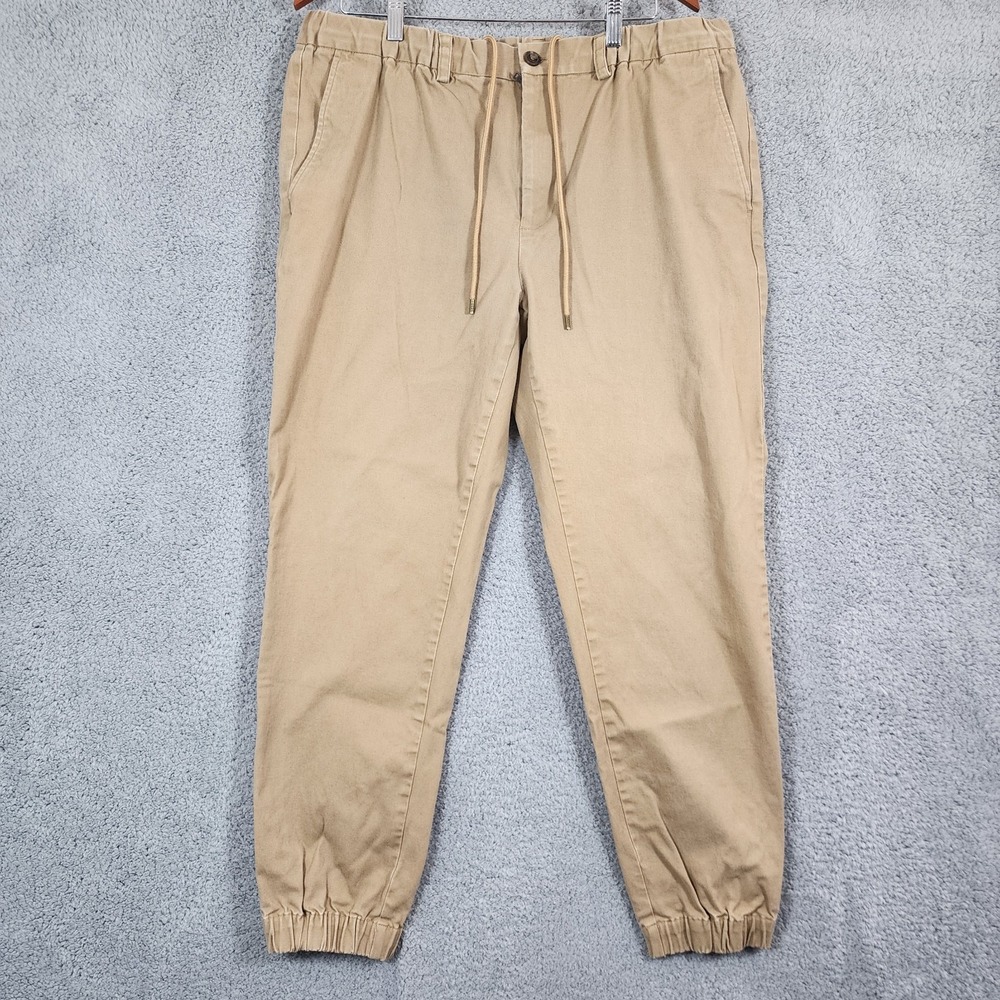 Brooks Brothers Chino Pants 40x32(37x28) Khaki Cotton Stretch Tapered Drawstring